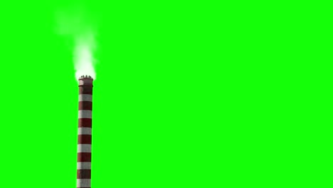 Kraftwerk,-Das-Viel-Verschmutzung-Ausstrahlt,-Roter-Und-Weißer-Rohrdicker-Weißer-Rauch-Auf-Grünem-Bildschirm-Mit-Rgb-matte