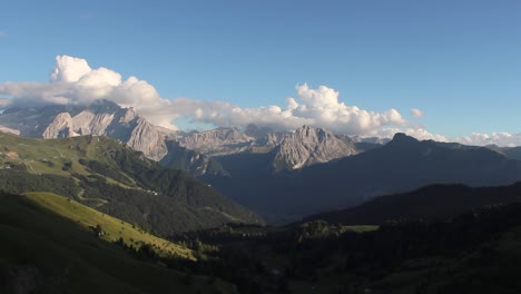 Some-footage-shot-from-Passo-Sella,-Trentino,-showing-the-highest-peak-of-Dolomites,-Marmolada