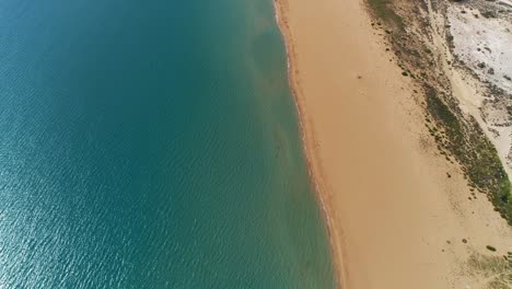 Aerial-view-of-Golden-Beach-the-best-beach-of-Cyprus,-Karpas-Peninsula,-North-Cyprus,-Altın-Kumsal-Karpaz-Kıbrıs-KKTC