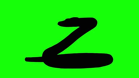 Silhouette-of-a-snake-idle,-on-green-screen,-side-view