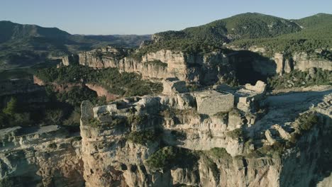 Rocky-Cliffs-Of-Siurana-Catalonia-Spain---aerial-shot