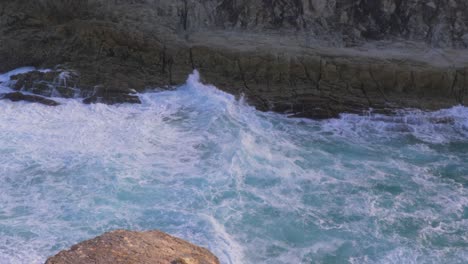 White-Frothy-Waves-During-Summer---North-Gorge-Walk,-Point-Lookout,-North-Stradbroke-Island,-Queensland-Australia