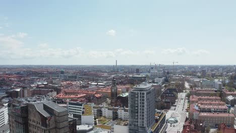 Drone-shot-over-Triangeln-in-Malmö-on-a-sunny-day