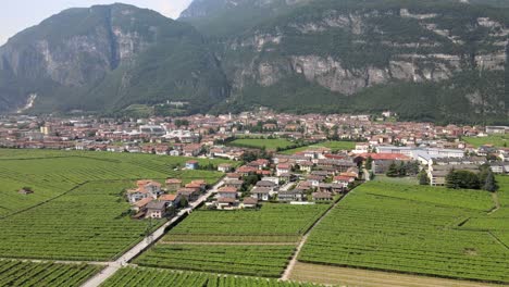 aerial-view-of-a-beautiful-little-village-in-the-middle-of-the-Italian-alps