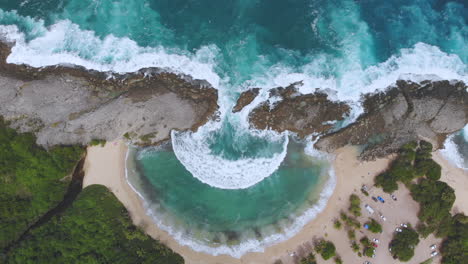 Overhead-view-from-a-drone-of-Mar-Chiquita-Beach-in-Puerto-Rico