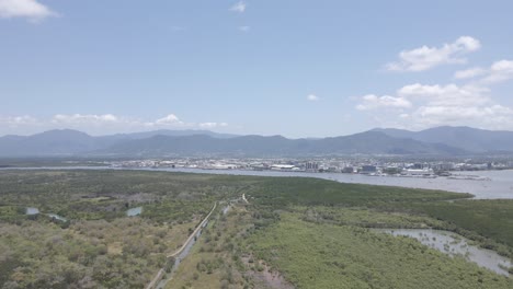 Cairns-City-And-Chinaman-Creek-From-Trinity-Forest-Reserve-In-Queensland,-Australia