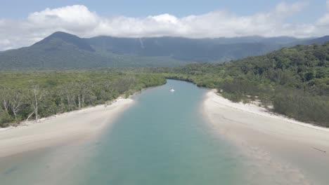 River-Mouth-At-Thornton-Beach-Within-Daintree-National-Park-In-Shire-of-Douglas,-Queensland,-Australia