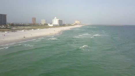 Aerial-Drone-Of-Beach-Town,-Gulf-Shores,-Orange-Beach-Alabama-At-Daytime