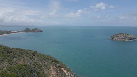 Fan-Rock-Lookout-And-Bluff-Rock-Island-From-Turtle-Lookout-Bluff-Point-In-Yeppoon,-Livingstone-Area,-Queensland