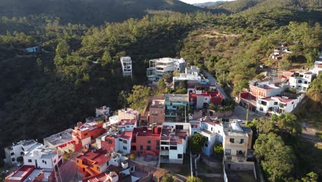 A-drone-footage-of-a-beautiful-town-surrounded-by-mountains-in-Mexico
