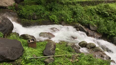 Cinematic-shot-of-river-bed-of-Joldhaka-river,-Jhalong---Dooars-,-north-bengal---West-Bengal,-India
