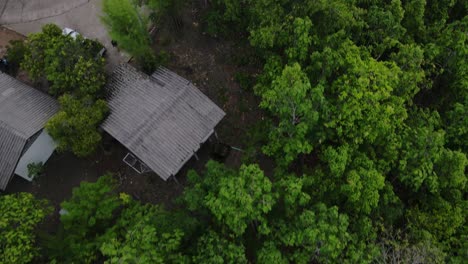 Aerial-top-shot-of-dense-forest-at-Ban-Mae-Saring,-Chiang-Mai,-Thailand