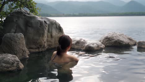 A-woman-enjoying-a-bath-in-Hokkaido