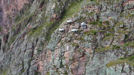 Drone-shots-of-climbers-at-the-Urubamba-cliffs-in-Cusco,-Peru