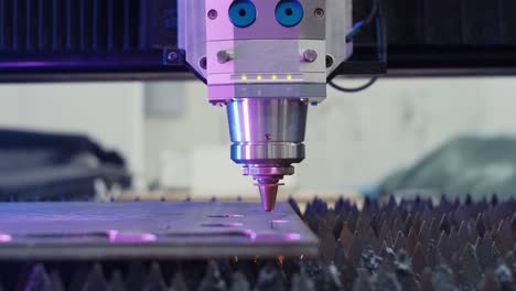 Close-up-shot-of-CNC-laser-cutting-machine
