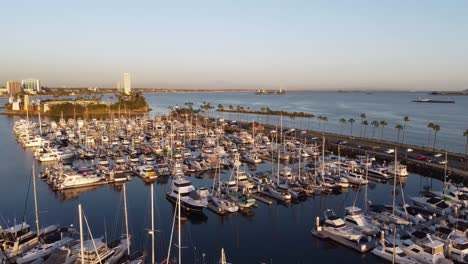 Aerial-shot-of-harbor.-Long-Beach,-California