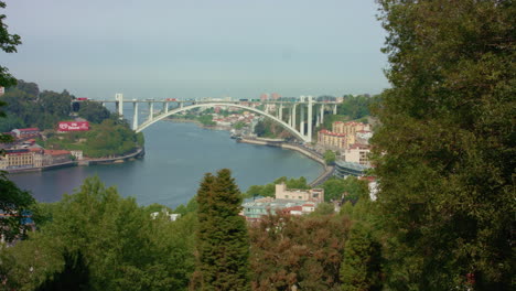 Landscape-view-in-Portugal,-river-and-city-of-Porto
