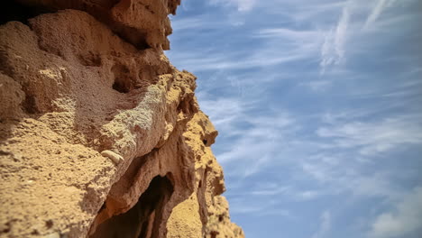 Sedimentary-hallow-Moroccon-coastline-rocks-timelapse
