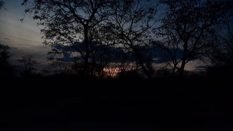 Sonnenuntergang-In-Simbabwe,-Afrika-Busch-Im-Zeitraffer