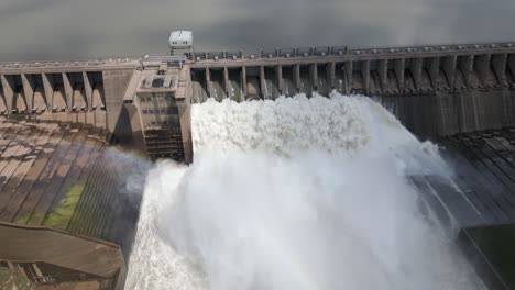 Aerial-retreats-downstream-from-power-dam-releasing-reservoir-water