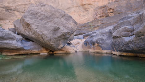 Ruhige-Oasenlandschaftsszene-In-Der-Landschaft-Des-Sultanats-Oman