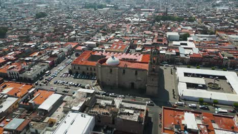 historic-center-of-Morelia,-seen-with-a-drone