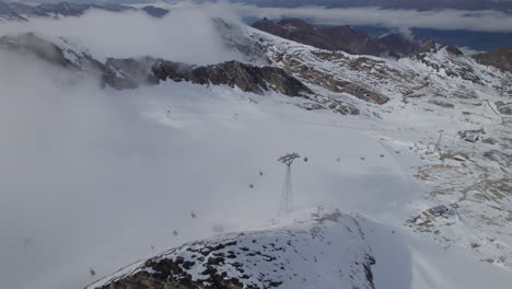 Vogelperspektive-Aus-Der-Vogelperspektive-Auf-Schneebedeckte-Berge-Mit-Lift-Und-Gondel-In-Österreich