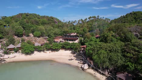 4k-Drone-Aéreo-Barco-Y-Océano-En-Ko-Tao-Tailandia-Playa-Paraíso-Tropical