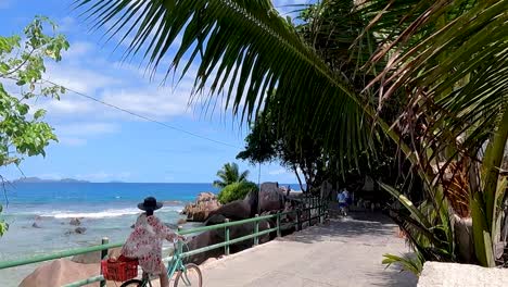 Bike-Path-by-the-ocean-in-La-Digue-Seychelles-with-palm-trees-and-waves