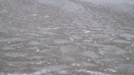 Slow-motion-static-shot-of-ice-sheets-moving-in-the-waves