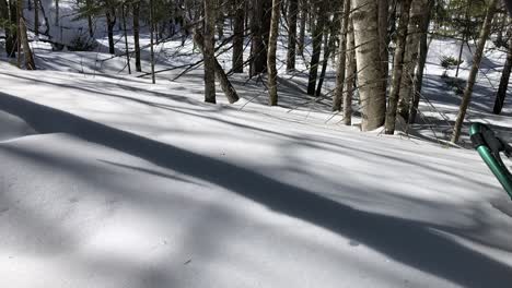 Winterspaziergang-Im-Schnee-In-Zeitlupe-Mit-Schneeschuhen