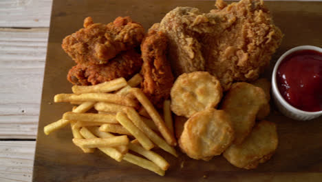 fried-chicken-with-french-fries-and-nuggets