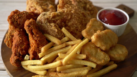 fried-chicken-with-french-fries-and-nuggets