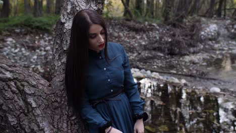 Portrait-of-a-beautiful-gothic-woman-posing-in-the-forest