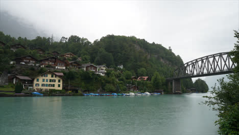 Timelapse-Thun-Lake-with-Interlaken-City-in-Switzerland