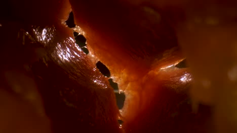 Macro-travel-through-the-inside-of-a-watermelon