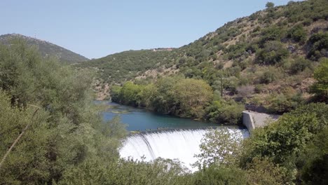 No-people---Louros-hydroelectric-dam-in-Epirus-Greece,-wide-establishing-shot