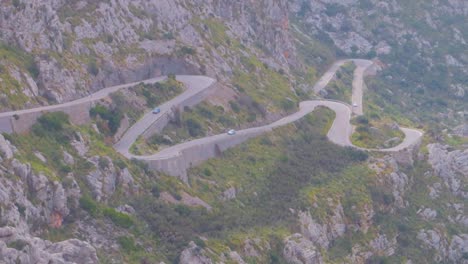 A-long-view-of-the-variety-of-routes,-from-climbs-terrain,-where-cyclists-of-all-levels-can-enjoy-the-wonderful-scenic-routes-around-the-island-at-Mallorca,-Spain