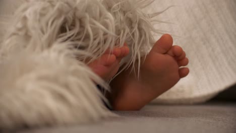 Close-up-cute-sleeping-Toddler-Feet,-Shallow-depth-of-field