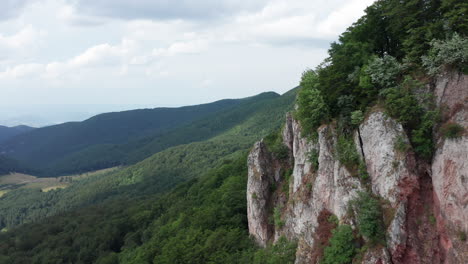 Aerial-footage-of-beautiful-nature---Strazov-hills,-rocky-formations-on-summer-day---Slovakia,-Europe