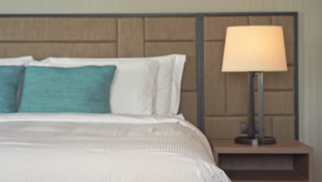 Tilt-up-on-side-of-a-well-made-resort-hotel-bed