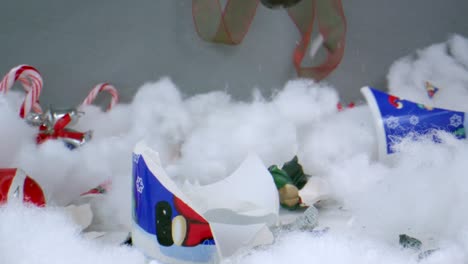 Slow-motion-shot-of-a-Santa-cup-being-smashed-by-a-hammer