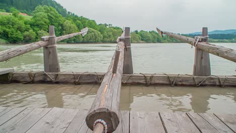 A-set-of-wooden-oars-in-a-traditional-timber-rafting-wharf-at-a-Slovenian-event