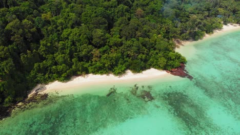 Aerial-panoramic-shot-of-beautiful-tropical-island-on-Andaman-Sea-in-Thailand---Koh-Kradan
