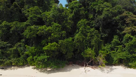Aerial-dolly-backwards-shot-of-beautiful-tropical-island-on-Andaman-Sea-in-Thailand---Koh-Kradan