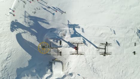 Aerial-view-of-an-Alpine-ski-lift-on-top-of-a-mountain