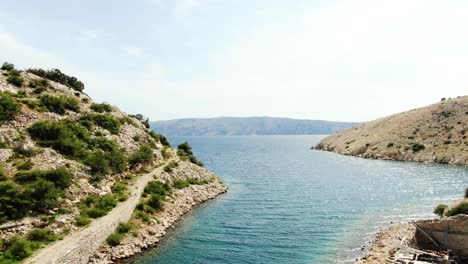 Lagoon-with-limestones,-plants-in-Goli-Otok-Croatia