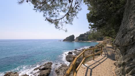 Cala-San-Frances-,-Blandas-Girona-Costa-Brava-,-Beach,-Road-To-The-Sea,-Mediterranean