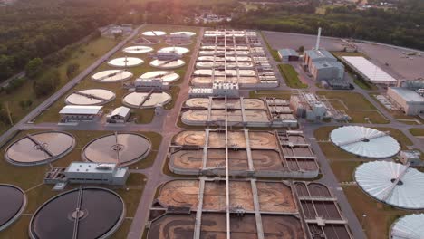 Aerial-flight-over-very-large-wastewater-treatment-plant