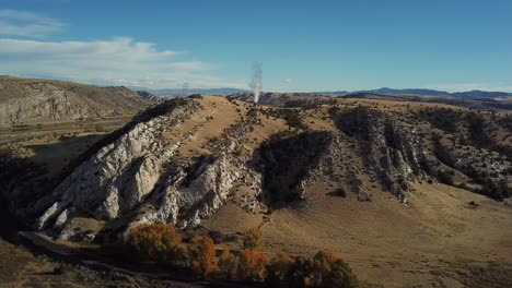 Scenic-Aerial-Footage-of-Rocky-Hills-in-Montana